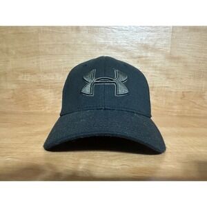 Under Armour Mens Hat Cap Fitted Black Logo Athletic Baseball M/L‎